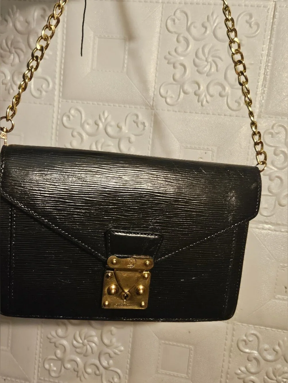 Louis Vuitton Epi Leather Black Marley Dragonne Sellier Clutch Wristlet Authenti